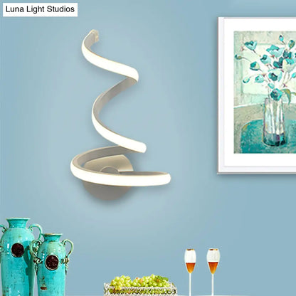 DecorBites™ DecorBites™ White LED Sconce Light with Modern Spiral Acrylic Shade for Dining Room
