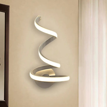 DecorBites™ DecorBites™ White LED Sconce Light with Modern Spiral Acrylic Shade for Dining Room