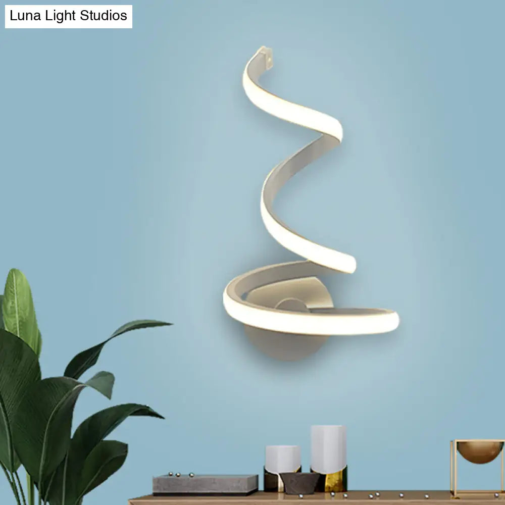 DecorBites™ DecorBites™ White LED Sconce Light with Modern Spiral Acrylic Shade for Dining Room