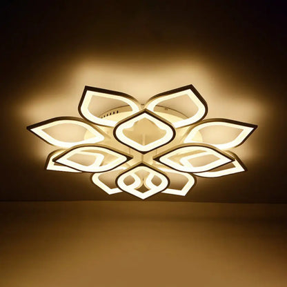 DecorBites™ DecorBites™ White LED Semi Flush Light for Living Room - Petal Design, Acrylic Simplicity, Ceiling Mount