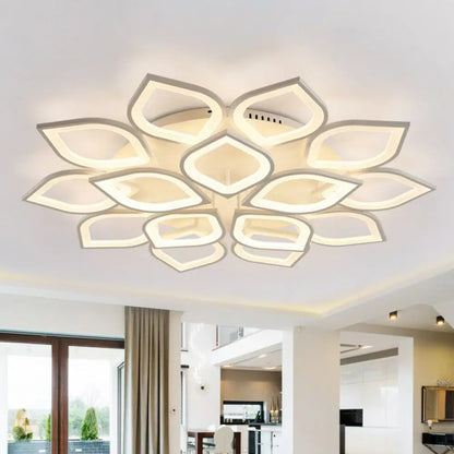 DecorBites™ DecorBites™ White LED Semi Flush Light for Living Room - Petal Design, Acrylic Simplicity, Ceiling Mount