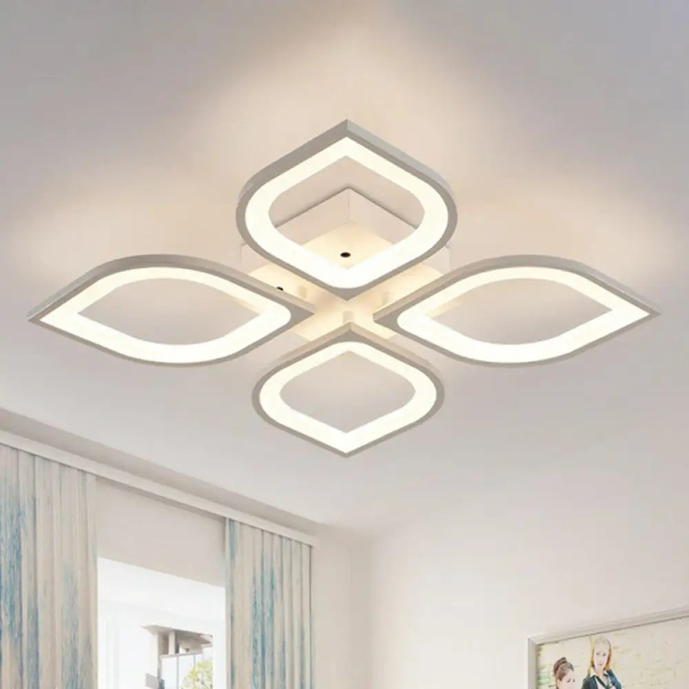 DecorBites™ DecorBites™ White LED Semi Flush Light for Living Room - Petal Design, Acrylic Simplicity, Ceiling Mount