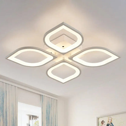 DecorBites™ DecorBites™ White LED Semi Flush Light for Living Room - Petal Design, Acrylic Simplicity, Ceiling Mount