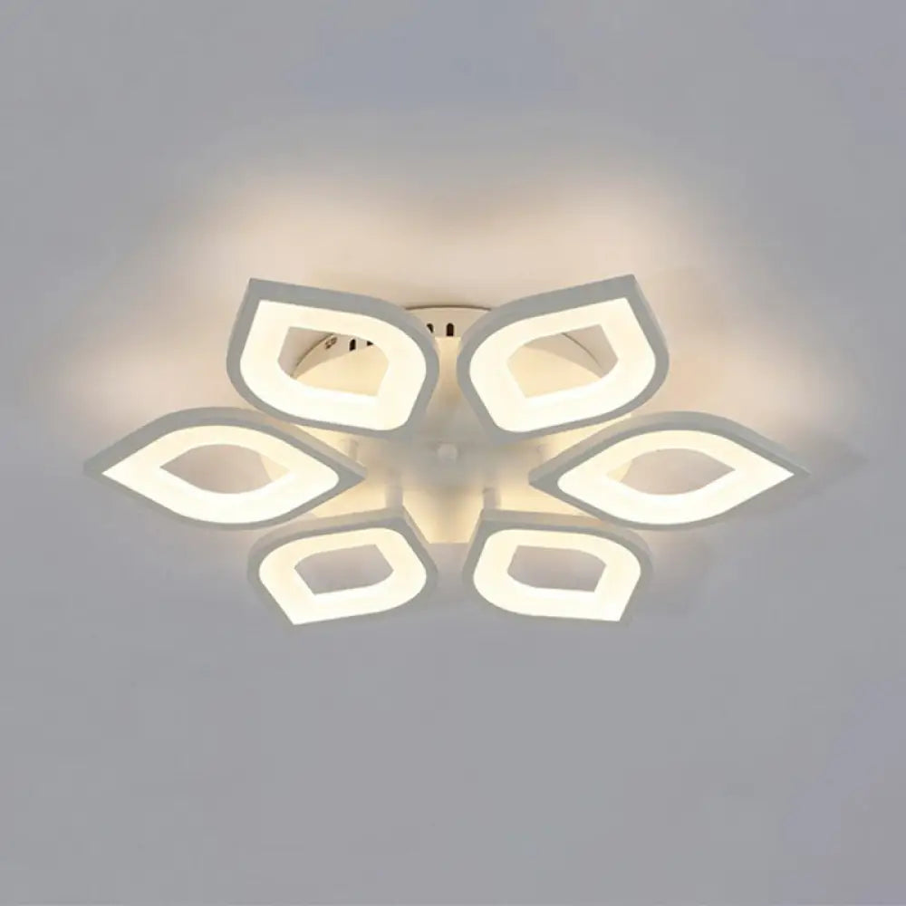 DecorBites™ DecorBites™ White LED Semi Flush Light for Living Room - Petal Design, Acrylic Simplicity, Ceiling Mount