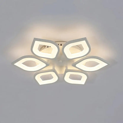 DecorBites™ DecorBites™ White LED Semi Flush Light for Living Room - Petal Design, Acrylic Simplicity, Ceiling Mount