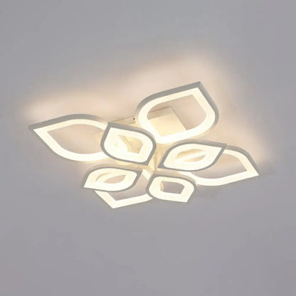 DecorBites™ DecorBites™ White LED Semi Flush Light for Living Room - Petal Design, Acrylic Simplicity, Ceiling Mount