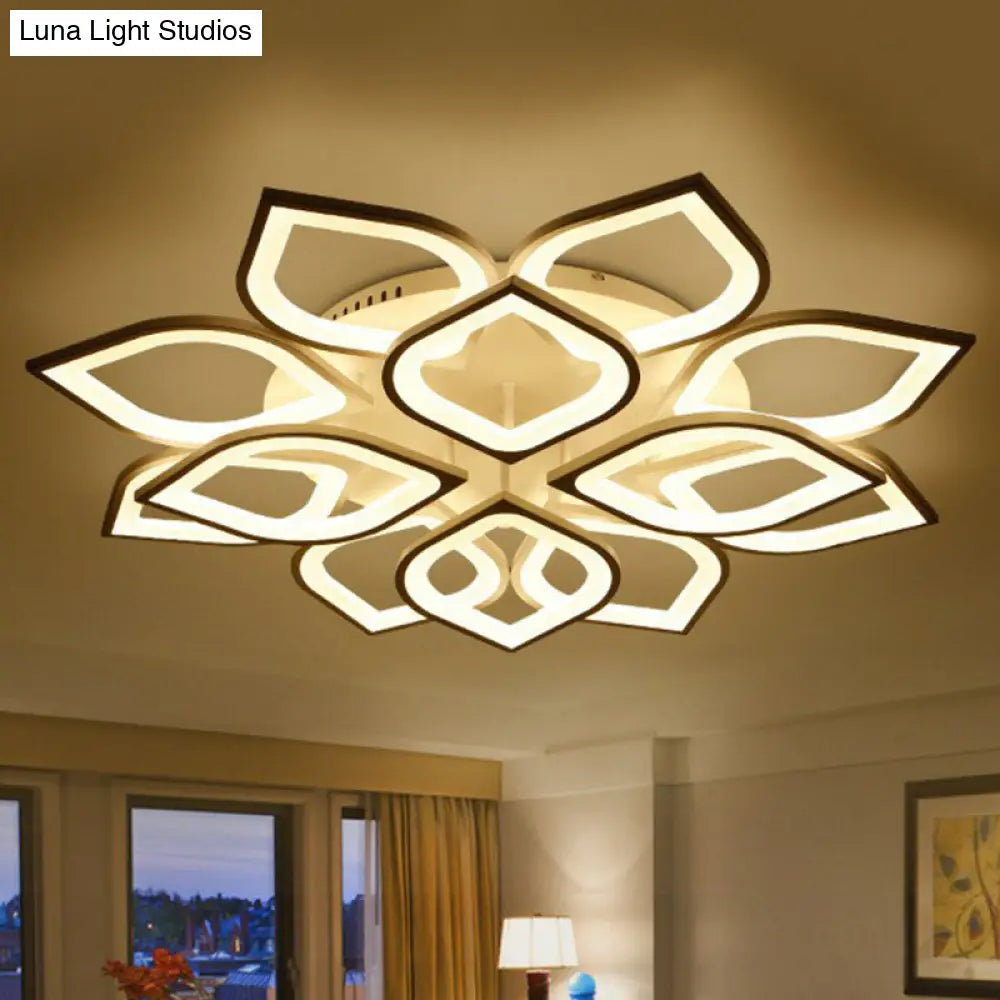 DecorBites™ DecorBites™ White LED Semi Flush Light for Living Room - Petal Design, Acrylic Simplicity, Ceiling Mount