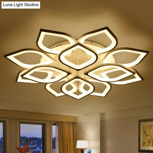 DecorBites™ DecorBites™ White LED Semi Flush Light for Living Room - Petal Design, Acrylic Simplicity, Ceiling Mount