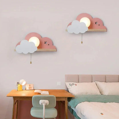 White and pink macaron led cloud wall lamps with integrated round lights for children bedroom nordic macaron led design