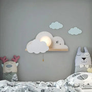 White macaron led cloud wall lamps featuring a glowing center light and two smaller clouds for children bedroom decor