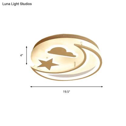 DecorBites™ DecorBites™ White Metal Moon and Star Flush Ceiling Light for Kid's Cartoon Bedroom