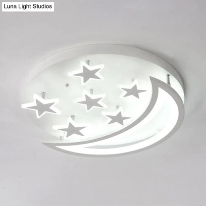 DecorBites™ DecorBites™ White Metal Moon and Star Flush Ceiling Light for Kid's Cartoon Bedroom