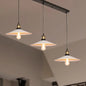 White Metal Pendant Light with 3 Industrial Saucer Hanging Ceiling Lights - Linear/Round Canopy