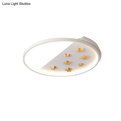 DecorBites™ DecorBites™ White Metal Ring Ceiling Light with Star Design for Romantic Living Room