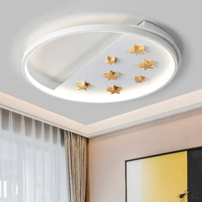 DecorBites™ DecorBites™ White Metal Ring Ceiling Light with Star Design for Romantic Living Room