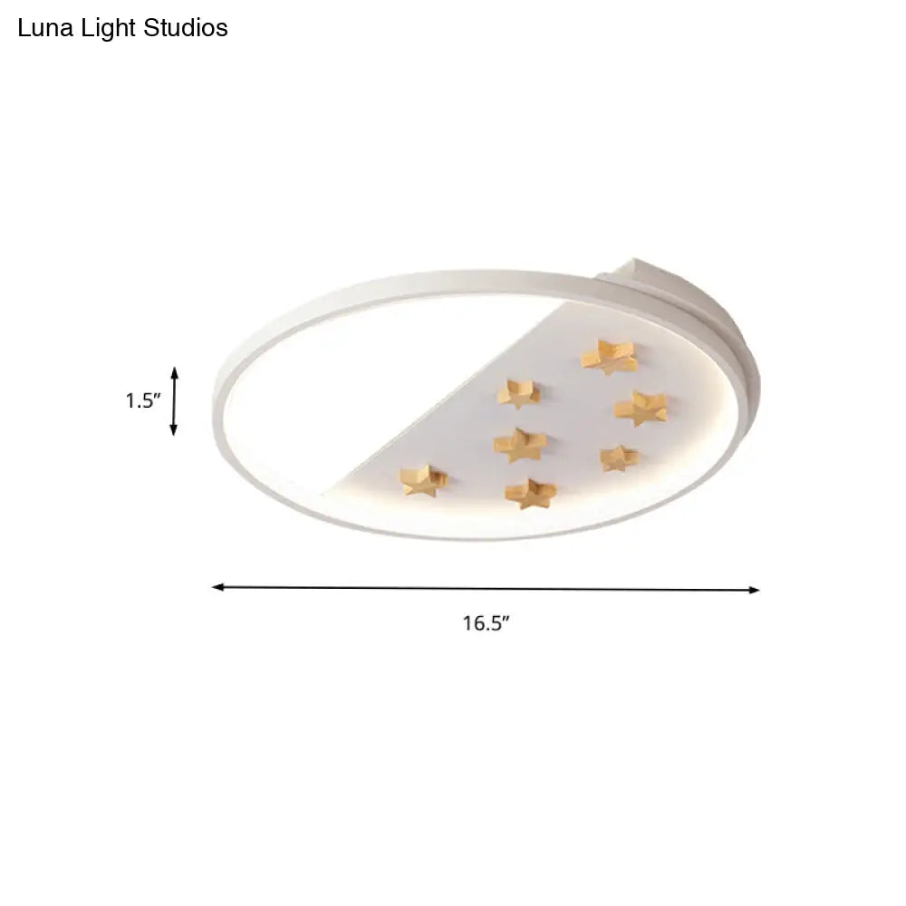 DecorBites™ DecorBites™ White Metal Ring Ceiling Light with Star Design for Romantic Living Room