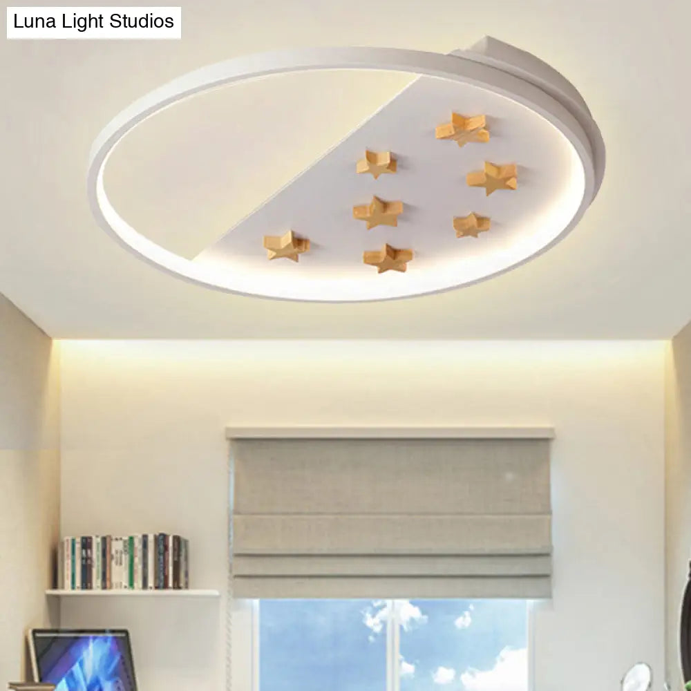 DecorBites™ DecorBites™ White Metal Ring Ceiling Light with Star Design for Romantic Living Room