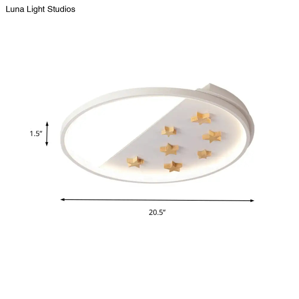 DecorBites™ DecorBites™ White Metal Ring Ceiling Light with Star Design for Romantic Living Room