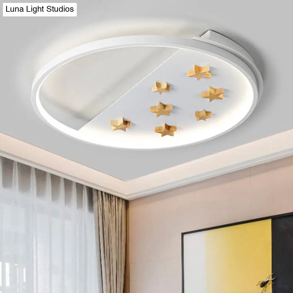 DecorBites™ DecorBites™ White Metal Ring Ceiling Light with Star Design for Romantic Living Room