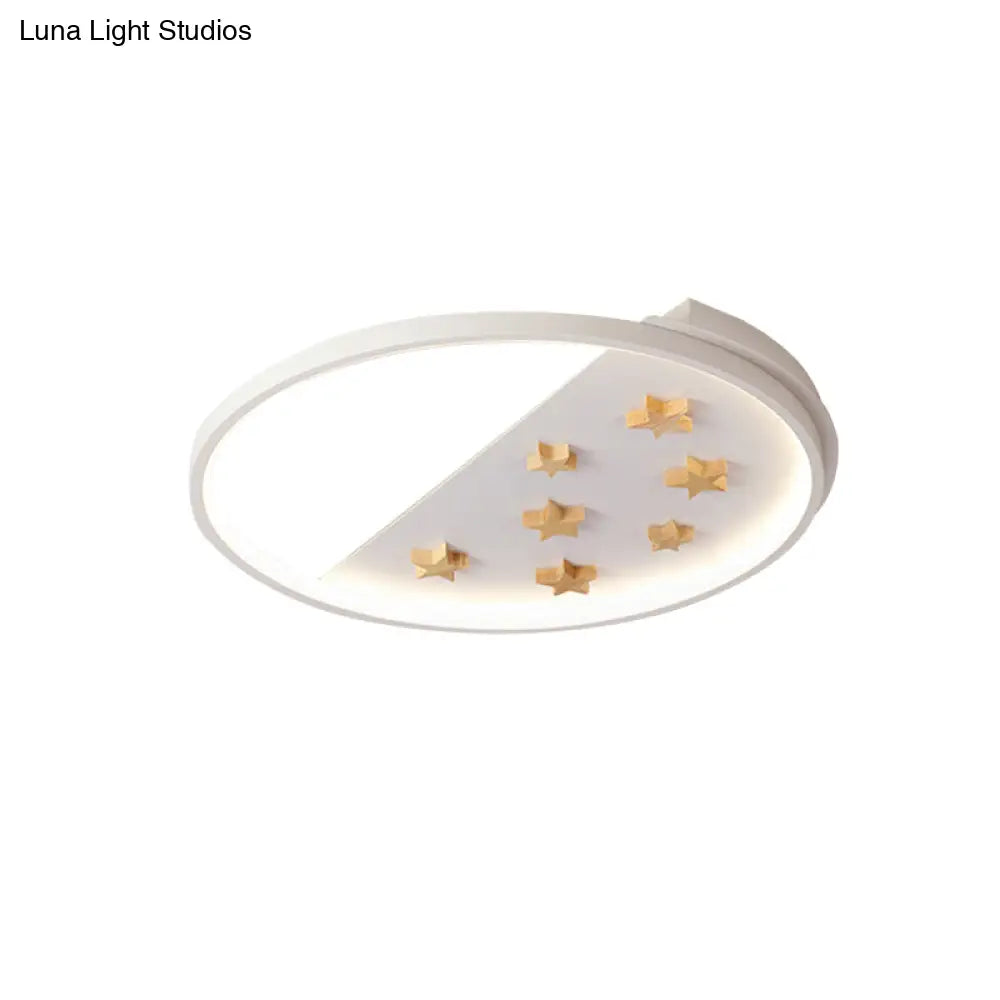 DecorBites™ DecorBites™ White Metal Ring Ceiling Light with Star Design for Romantic Living Room