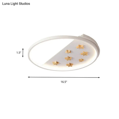 DecorBites™ DecorBites™ White Metal Ring Ceiling Light with Star Design for Romantic Living Room