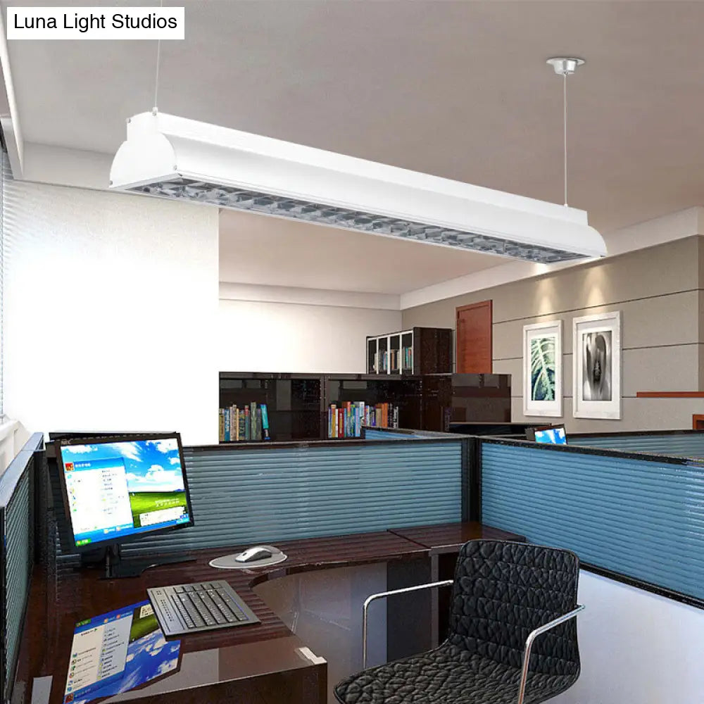 White Metal Shade LED Office Pendant Light Fixture - Modern Hanging Ceiling Lighting for Offices