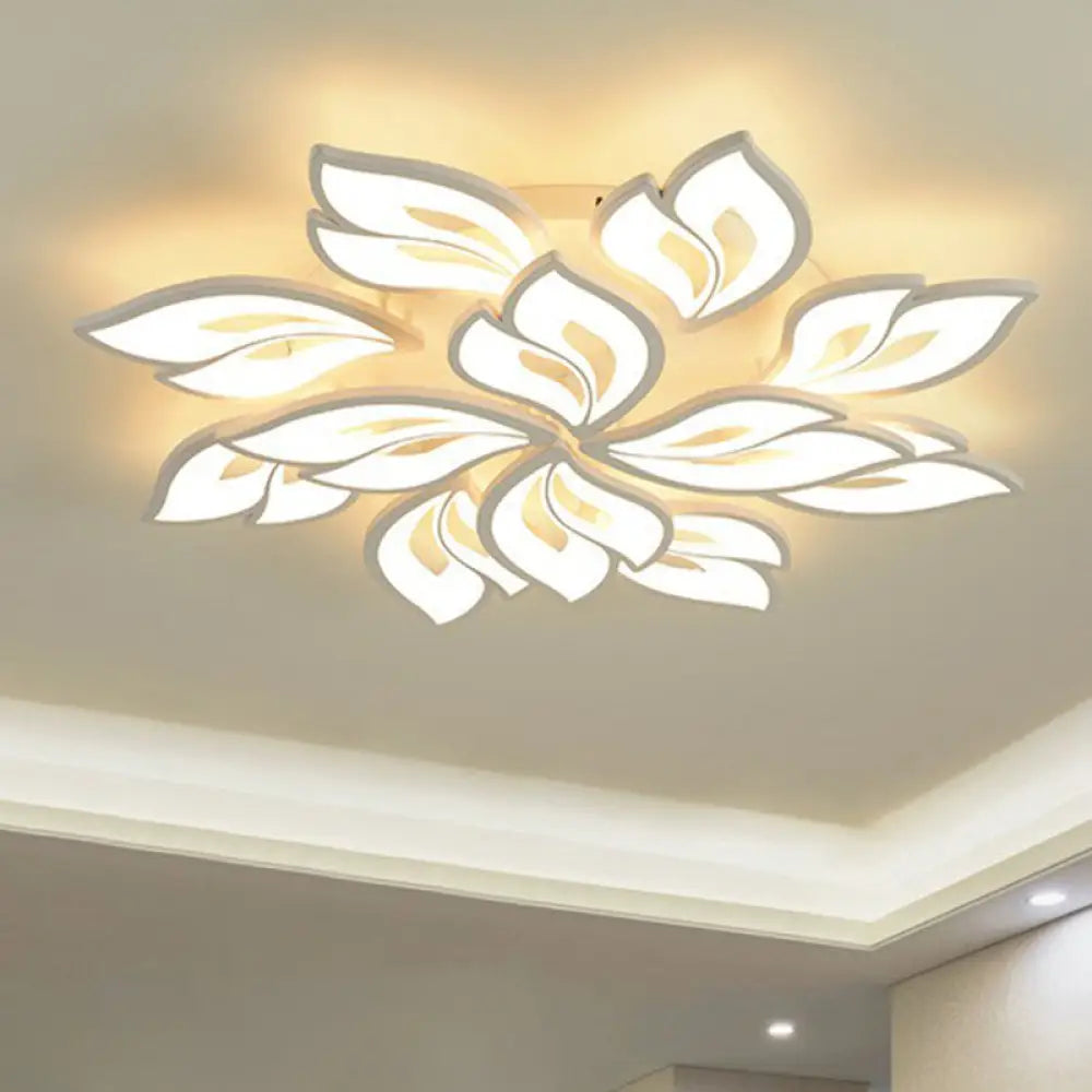 DecorBites™ DecorBites™ White Minimalist Flower Acrylic LED Ceiling Light for Living Room - Semi Flush Mount