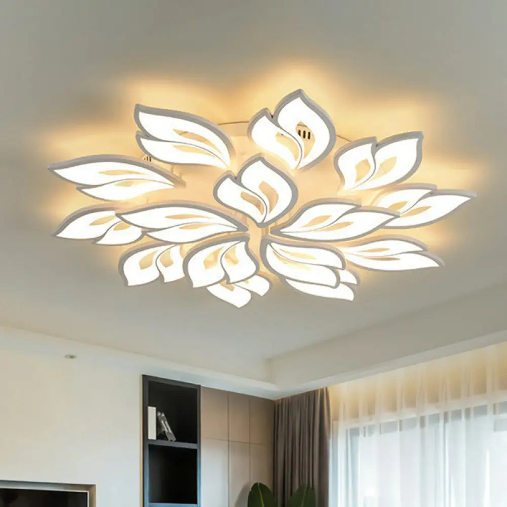 DecorBites™ DecorBites™ White Minimalist Flower Acrylic LED Ceiling Light for Living Room - Semi Flush Mount