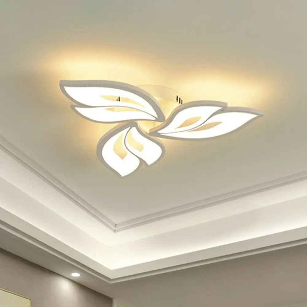 DecorBites™ DecorBites™ White Minimalist Flower Acrylic LED Ceiling Light for Living Room - Semi Flush Mount