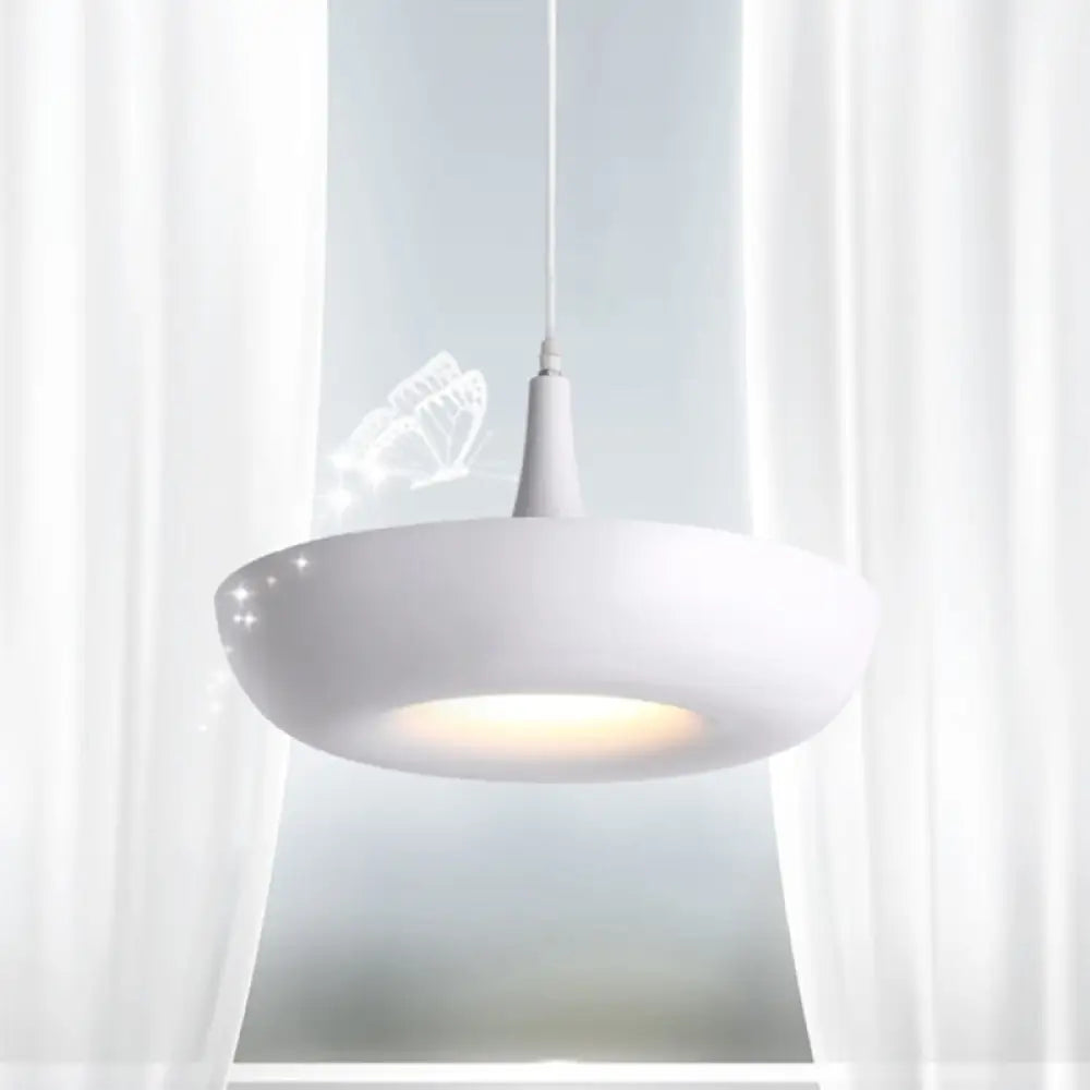 White Modern Metal Pendant Lamp for Dining Room with 1 Light Suspension