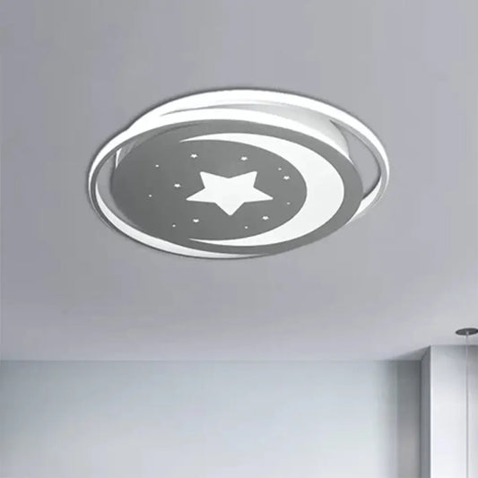 DecorBites™ DecorBites™ White Moon and Star LED Ceiling Lamp for Kids Bedroom - Child-friendly Acrylic-Metal Flush Mount Light