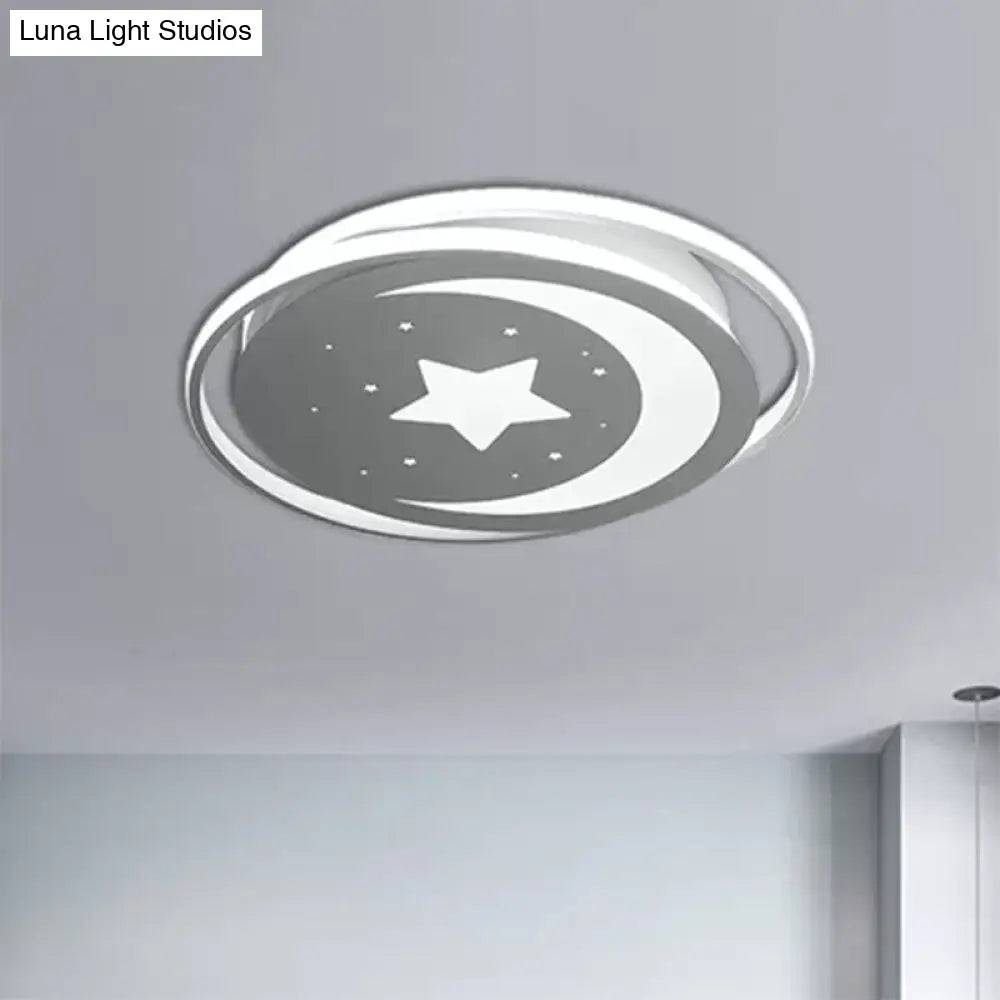 DecorBites™ DecorBites™ White Moon and Star LED Ceiling Lamp for Kids Bedroom - Child-friendly Acrylic-Metal Flush Mount Light