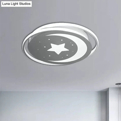 DecorBites™ DecorBites™ White Moon and Star LED Ceiling Lamp for Kids Bedroom - Child-friendly Acrylic-Metal Flush Mount Light