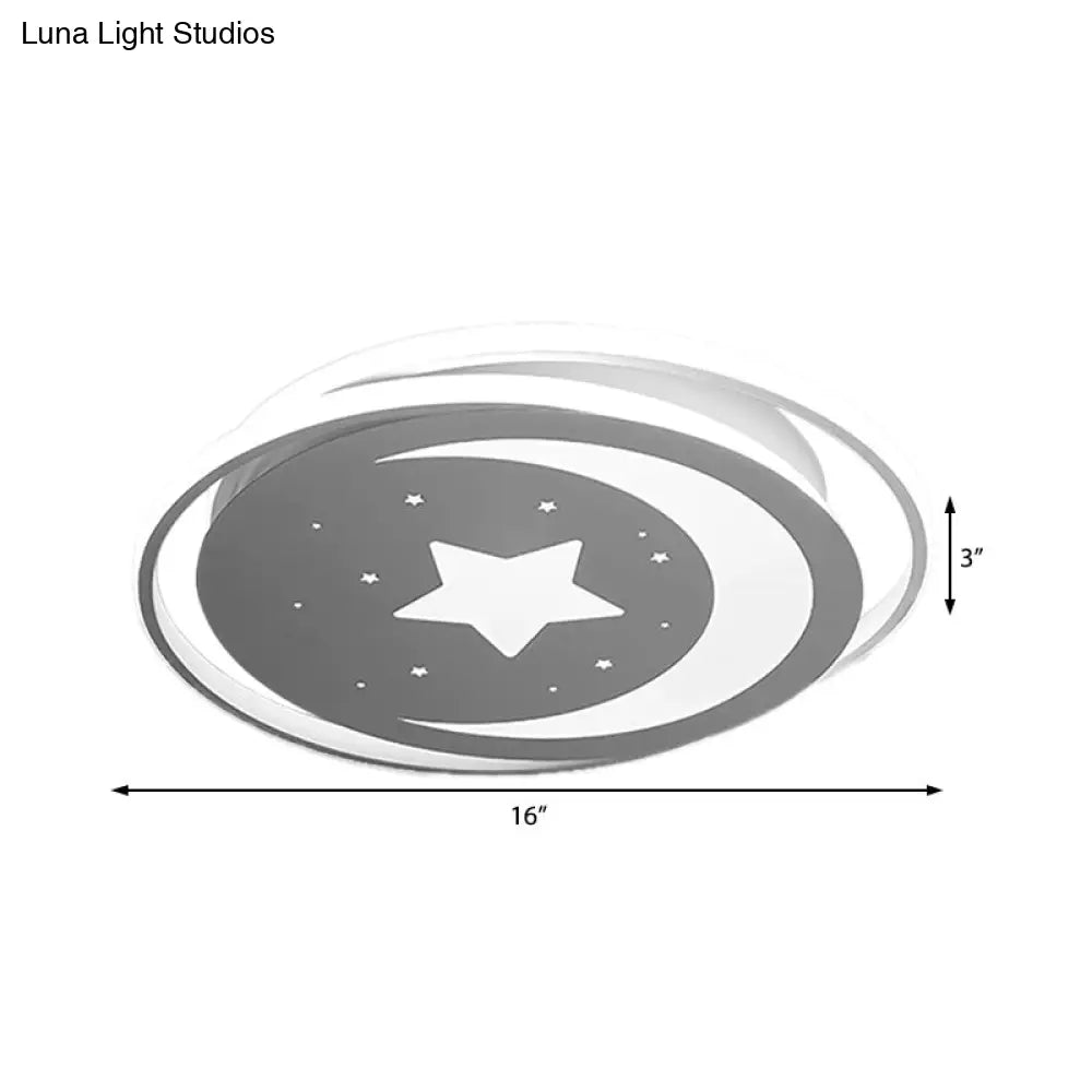 DecorBites™ DecorBites™ White Moon and Star LED Ceiling Lamp for Kids Bedroom - Child-friendly Acrylic-Metal Flush Mount Light