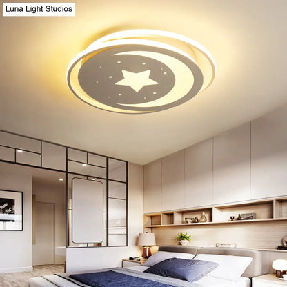 DecorBites™ DecorBites™ White Moon and Star LED Ceiling Lamp for Kids Bedroom - Child-friendly Acrylic-Metal Flush Mount Light