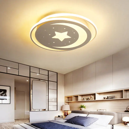DecorBites™ DecorBites™ White Moon and Star LED Ceiling Lamp for Kids Bedroom - Child-friendly Acrylic-Metal Flush Mount Light