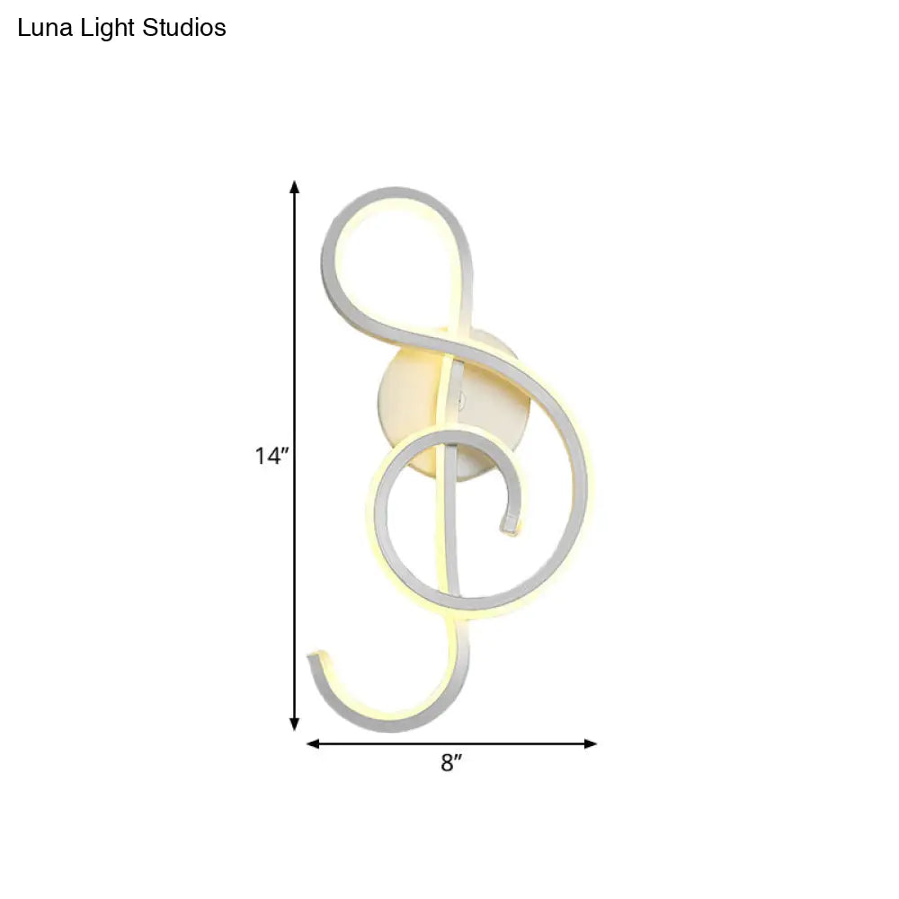 DecorBites™ DecorBites™ White Nordic LED Wall Sconce with Musical Note Design and Acrylic Shade for Living Room