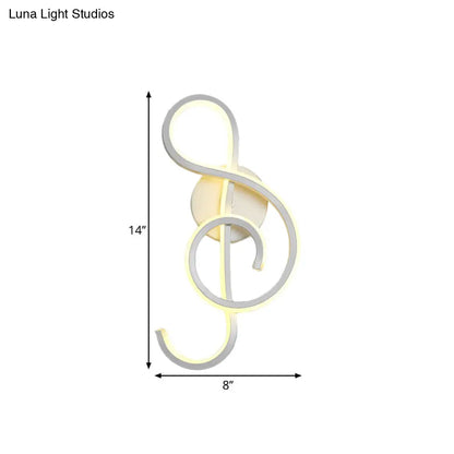 DecorBites™ DecorBites™ White Nordic LED Wall Sconce with Musical Note Design and Acrylic Shade for Living Room