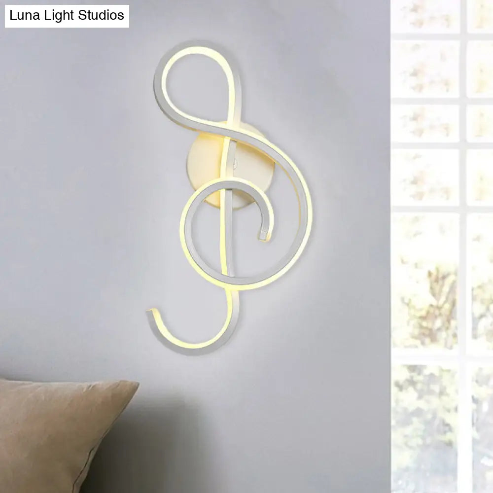 DecorBites™ DecorBites™ White Nordic LED Wall Sconce with Musical Note Design and Acrylic Shade for Living Room