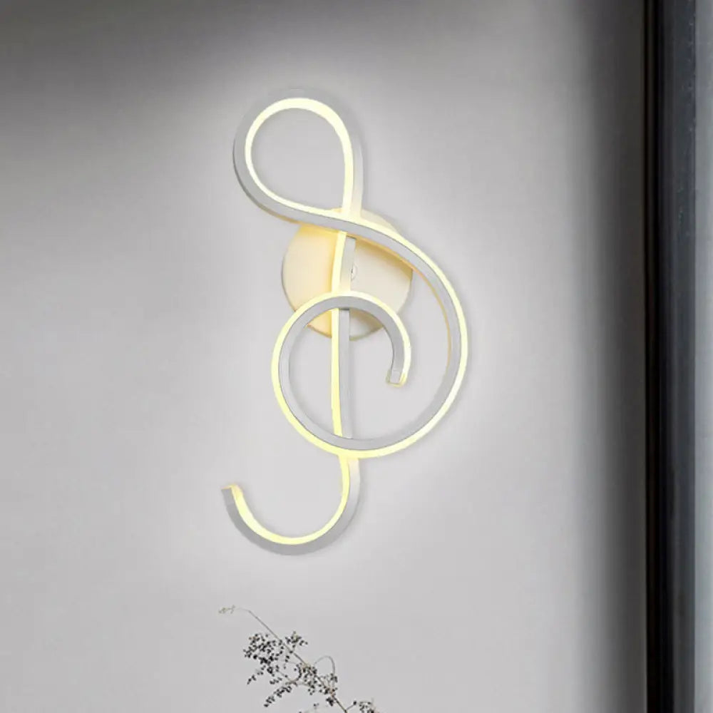 DecorBites™ DecorBites™ White Nordic LED Wall Sconce with Musical Note Design and Acrylic Shade for Living Room
