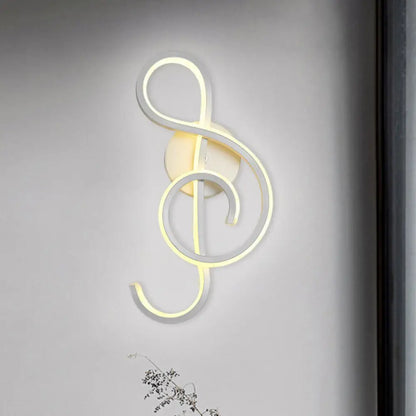 DecorBites™ DecorBites™ White Nordic LED Wall Sconce with Musical Note Design and Acrylic Shade for Living Room