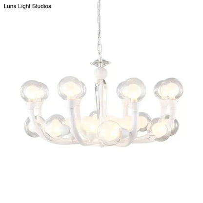 Lámpara de techo moderna White Orb para vestíbulo, con 15 o 24 luces y pantallas de cristal transparente y esmerilado.