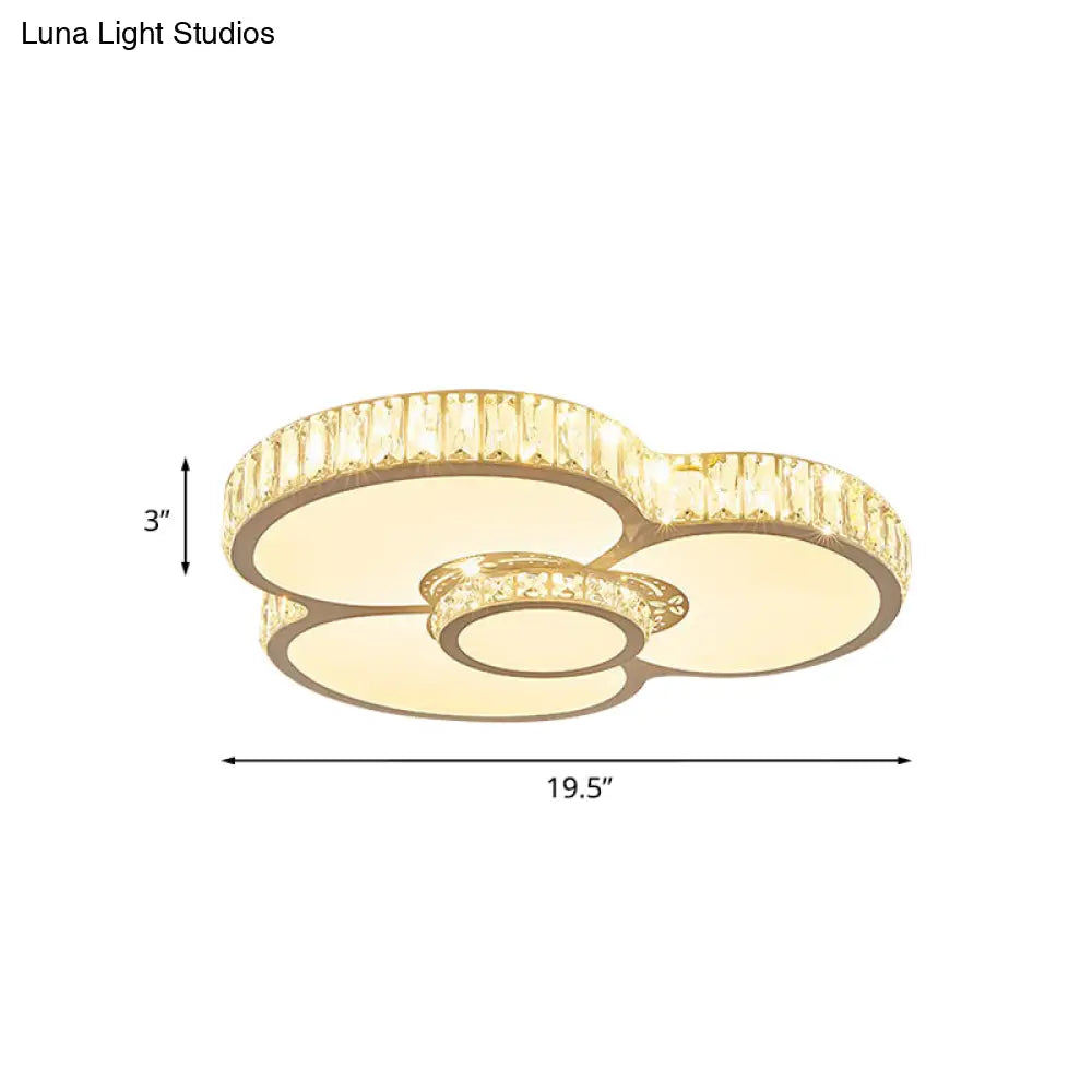 DecorBites™ DecorBites™ White Petal Crystal Prism LED Ceiling Light - Sleek Bedroom Flush Mount