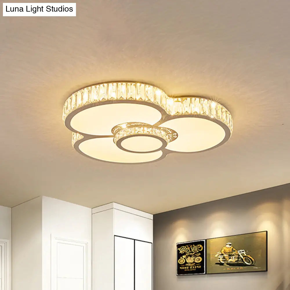 DecorBites™ DecorBites™ White Petal Crystal Prism LED Ceiling Light - Sleek Bedroom Flush Mount