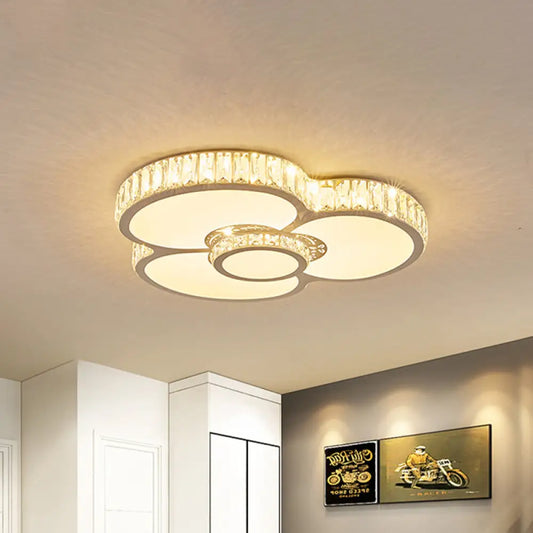 DecorBites™ DecorBites™ White Petal Crystal Prism LED Ceiling Light - Sleek Bedroom Flush Mount