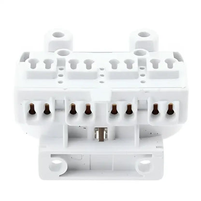White plastic 2g11 lamp holder socket with brown contacts and multiple slots kitchen terminal block holder socket