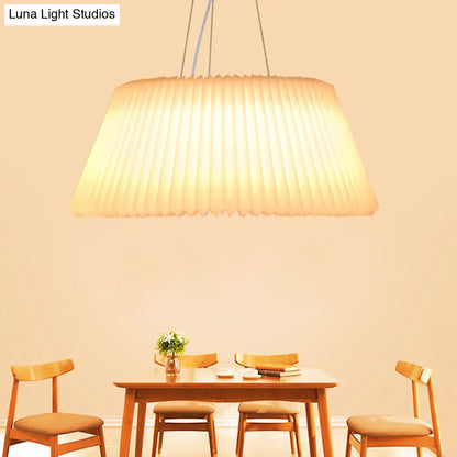 White Plastic Barrel Ceiling Pendant Lamp - Modern 1 Light Restaurant Pendant, 18"/22.5" Wide