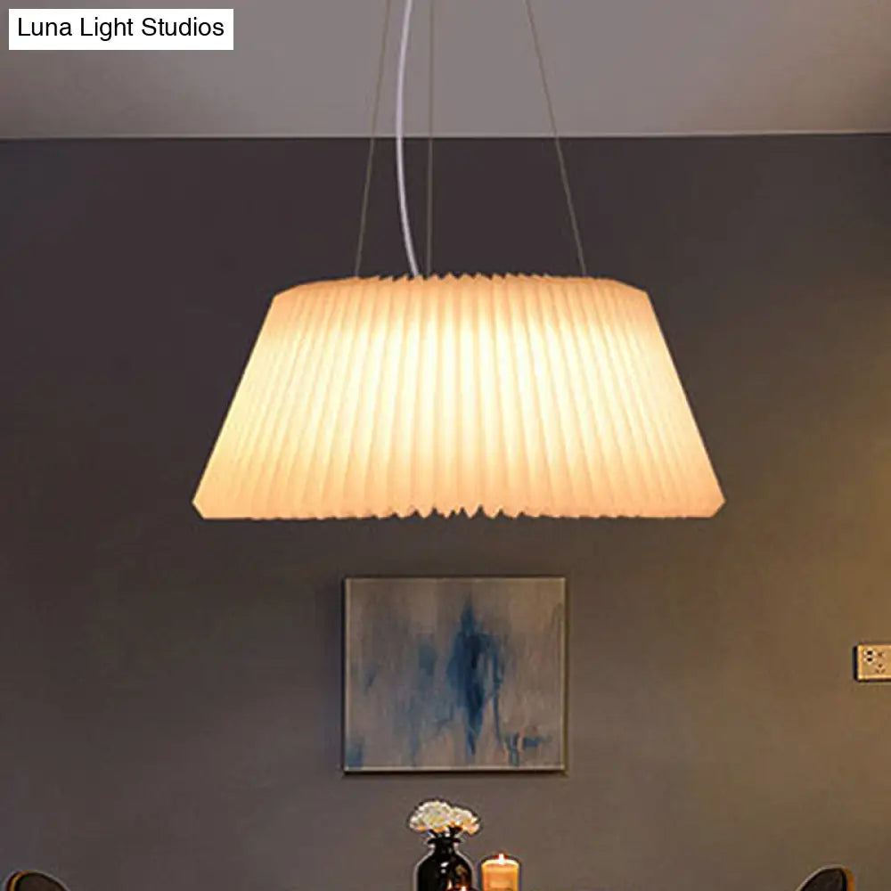 White Plastic Barrel Ceiling Pendant Lamp - Modern 1 Light Restaurant Pendant, 18"/22.5" Wide