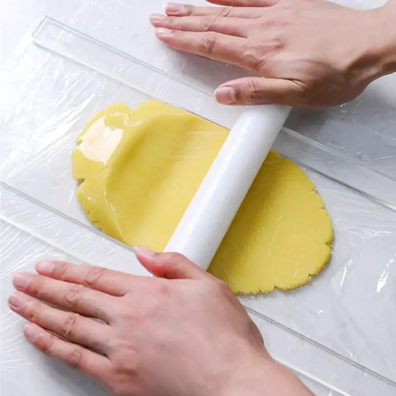 White plastic biscuit cake rolling tool with thickness ruler for decorbites biscuit cake and cake rolling use