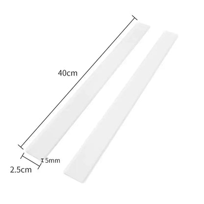 Two translucent white rectangular adhesive strips 40cm by 15mm for decorbites biscuit cake rolling tool ruler